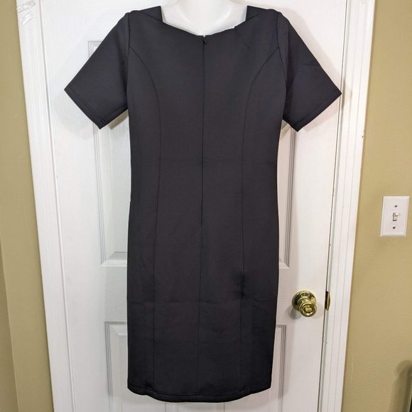 Marisa Kenson Black White Geometric Color Block Stretch Midi Dress - size S NWT - Picture 8 of 9